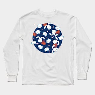 Cats ♥ dogs navy-orange Long Sleeve T-Shirt